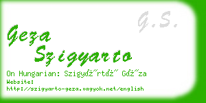 geza szigyarto business card